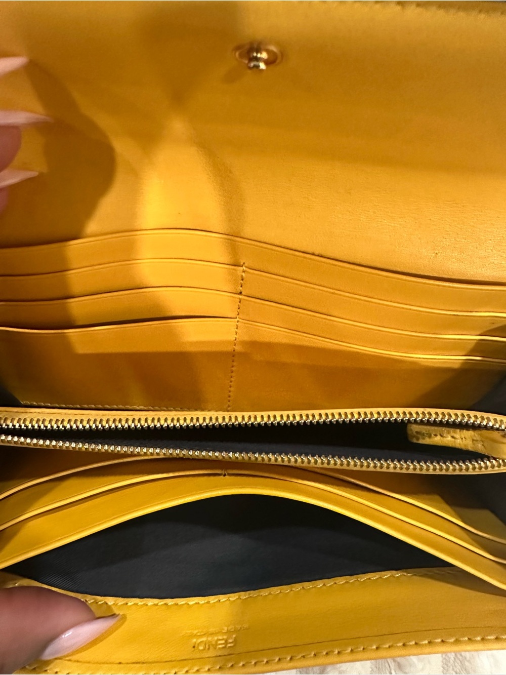 Fendi Roma Yellow Leather Continental Wallet - Picture 7 of 13